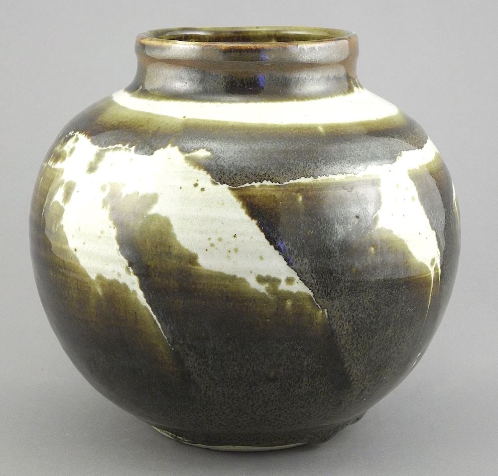 Stoneware Vase signed (Walter) Dexter, 6 7/8"h. (1 of 4)