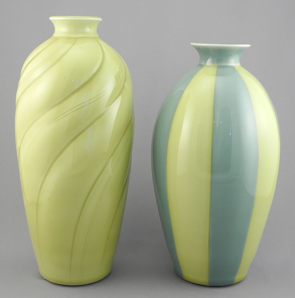 Two Porcelain Vases signed (Bill) Reddick, 11 1/4 & 12 1/4"h. (1 of 2)