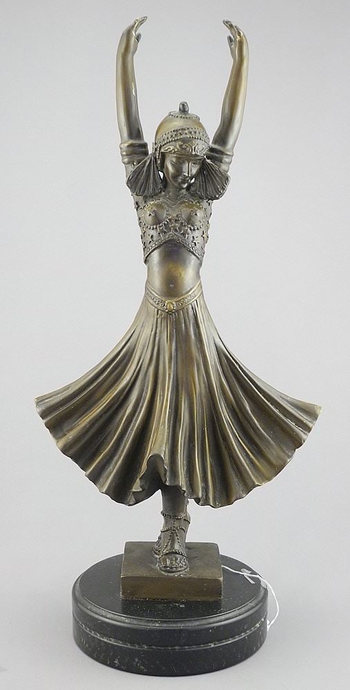 Copper Alloy Sculpture After Chiparus, 18 1/2"h, "Antinea". (1 of 4)