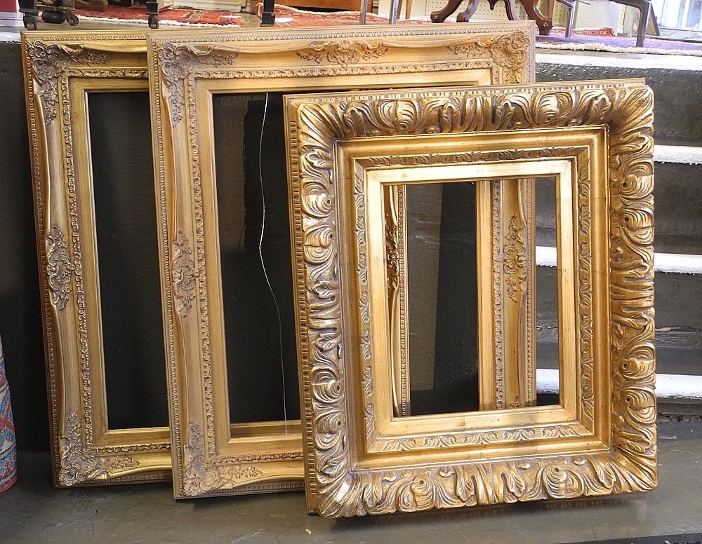 Three Gilt Frames Receive 18 x 14" & 18 x 24" Stretchers. (1 of 1)