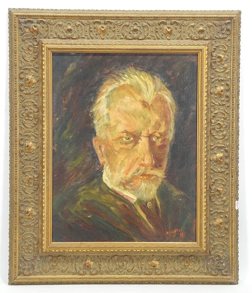 Oil on Board signed N.(Neil) Howell, 17 1/4 x 13 1/4", "Pre-Study of Tchaikovsky" 1982.: Oil on Board signed N.(Neil) Howell, 17 1/4 x 13 1/4", "Pre-Study of Tchaikovsky" 1982.