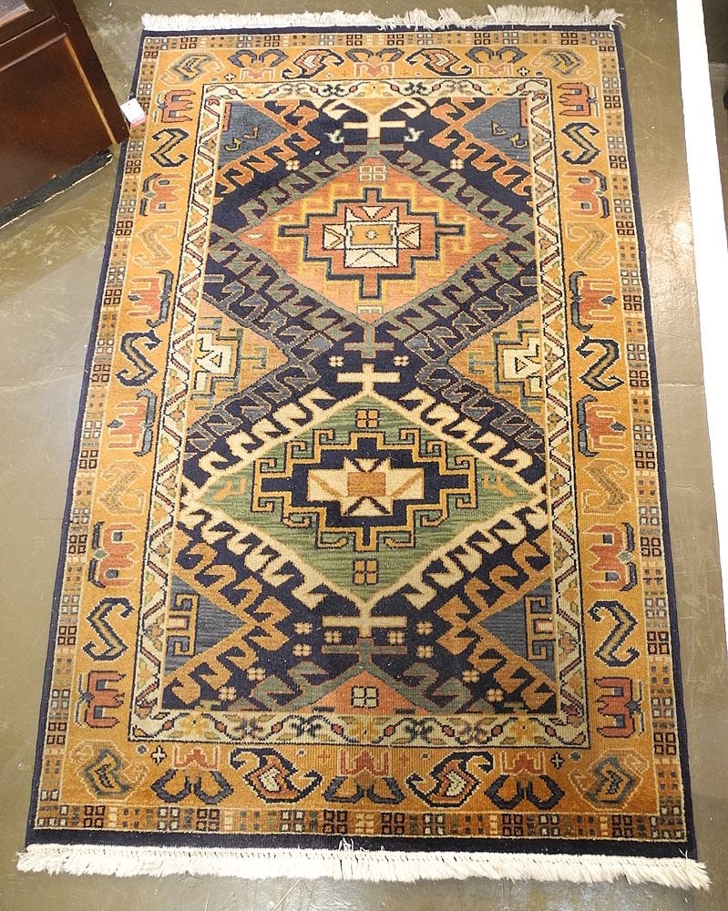Hand Knotted Persian Carpet Approximately 3'9" x 6'.: Hand Knotted Persian Carpet Approximately 3'9" x 6'.