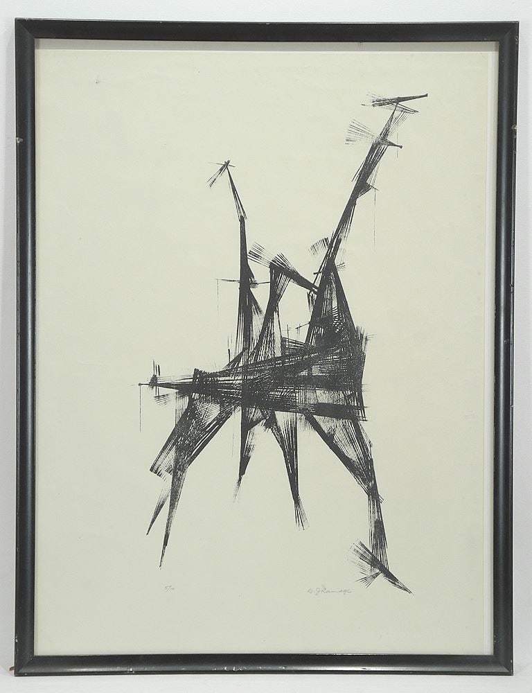 Print signed D. (Don) Ramage (NZ), 20 x 18", "Black Forms" #5/10.: Print signed D. (Don) Ramage (NZ), 20 x 18", "Black Forms" #5/10.
