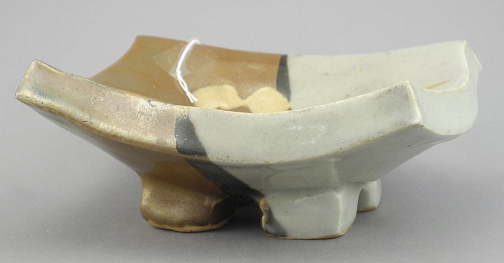 Stoneware Dish with Impressed Mark of Tam Irving, 2 5/8 x 6 3/8 x 5 3/4: Stoneware Dish with Impressed Mark of Tam Irving, 2 5/8 x 6 3/8 x 5 3/4