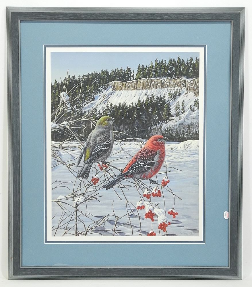 LEP signed K. (Kenneth) Ferris, 21 x 27", "Perched Birds" #173/250.: LEP signed K. (Kenneth) Ferris, 21 x 27", "Perched Birds" #173/250.