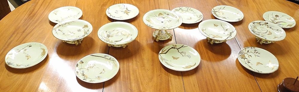 Royal Worcester Japonaise Dessert Service, C.1874, 9 1/8" Diam. (cracks/restor. noted). (1 of 5)