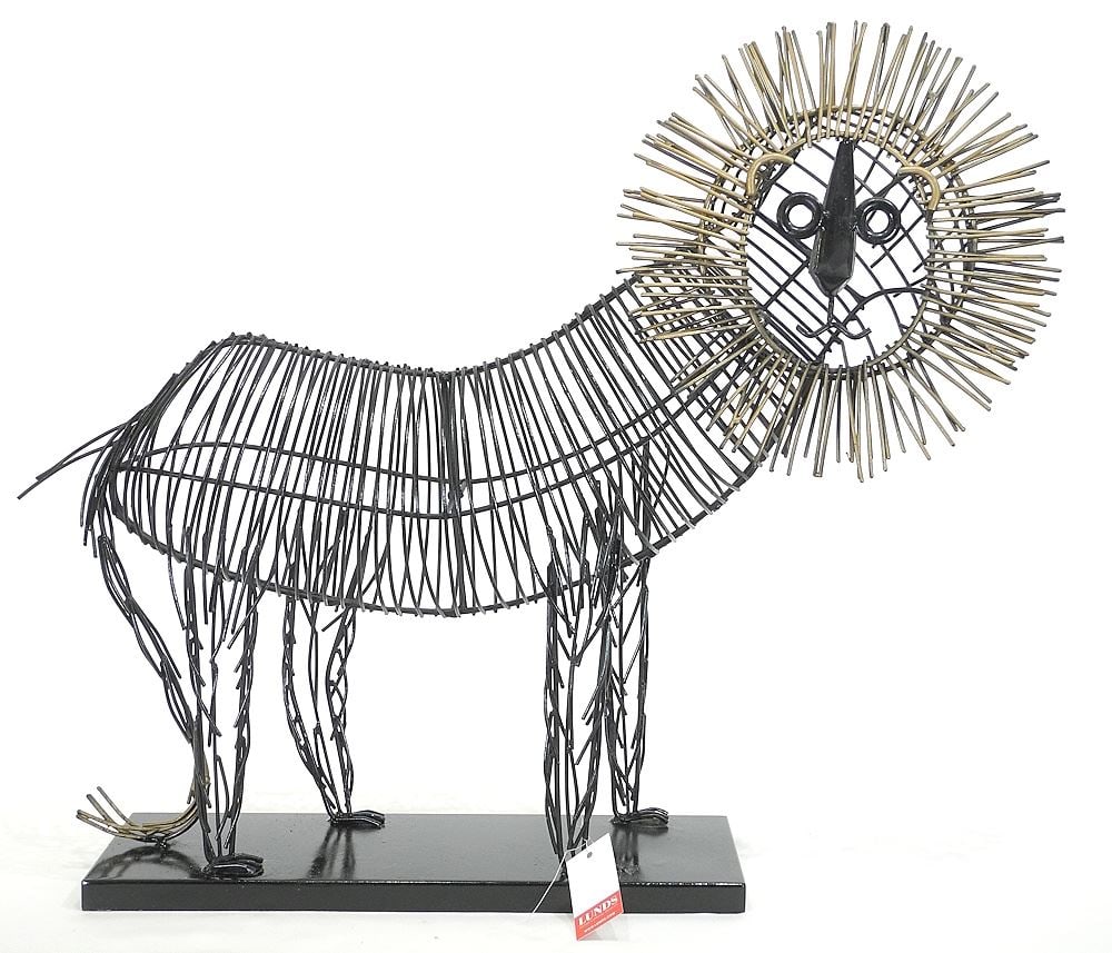 Wire Work Lion Sculpture, Manner of Curtis Jere, 23 1/4"h. (1 of 2)