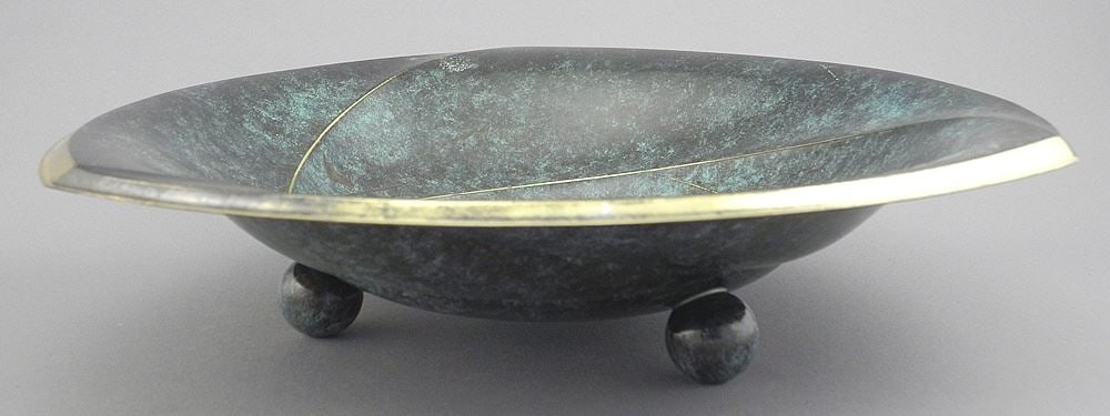 WMF Patinated Brass Dish, 10 3/4" Diameter. (1 of 2)
