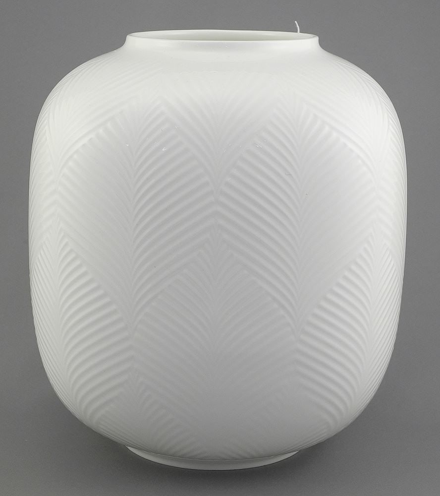 Wedgwood "White Folia" Bone China Vase, 8 1/4"h.: Wedgwood "White Folia" Bone China Vase, 8 1/4"h.