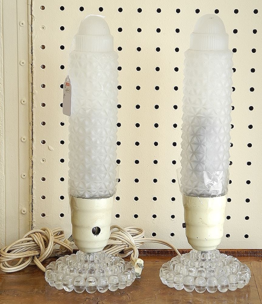 Pair of Vintage Glass Bedside Lamps. (1 of 1)