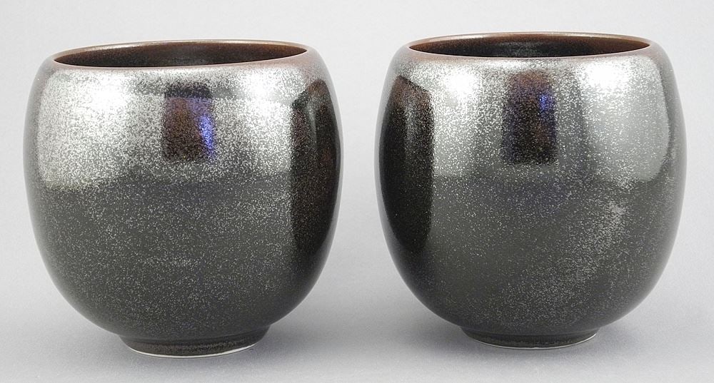 Pair of Porcelain Chawan-Style Cups signed (Mary) Fox, 3 5/8"h. (1 of 2)