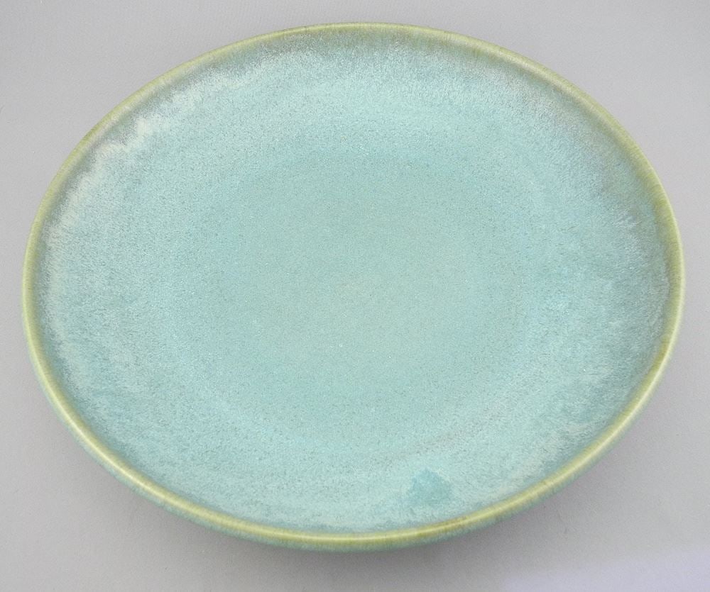 Stoneware Low Bowl Monogrammed Jan Grove, Victoria, Canada, 12 3/4" Diameter.: Stoneware Low Bowl Monogrammed Jan Grove, Victoria, Canada, 12 3/4" Diameter.