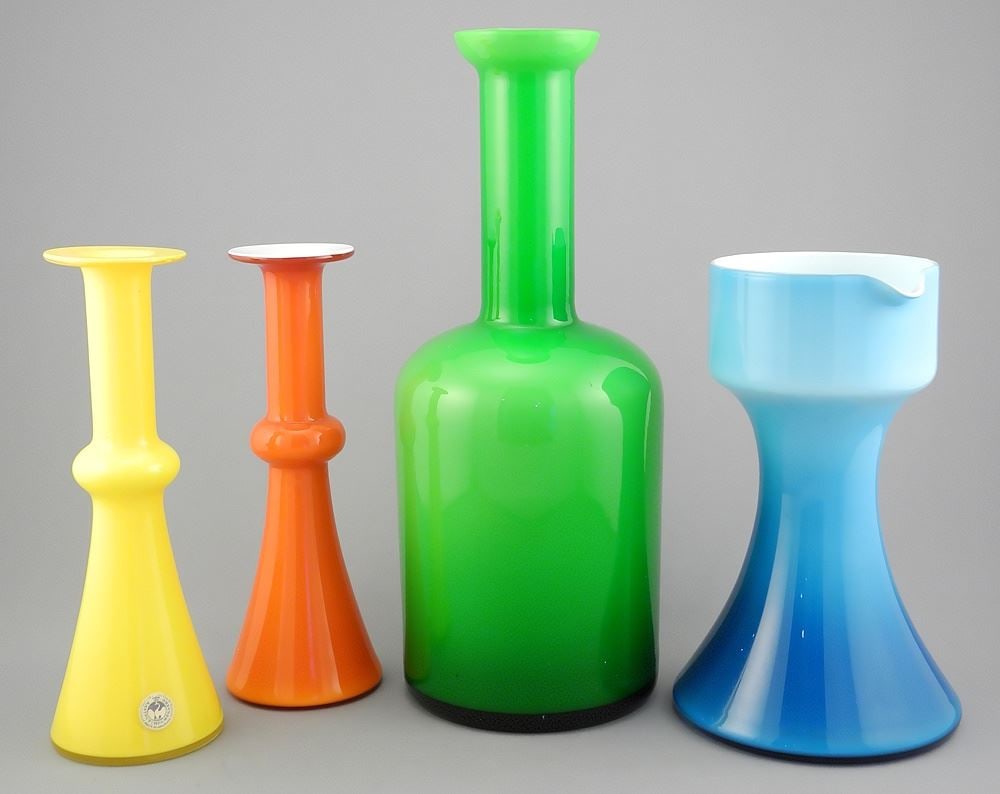 Collection of Holmegaard Glass Wares Gulvase (12"h) & Carnaby.: Collection of Holmegaard Glass Wares Gulvase (12"h) & Carnaby.