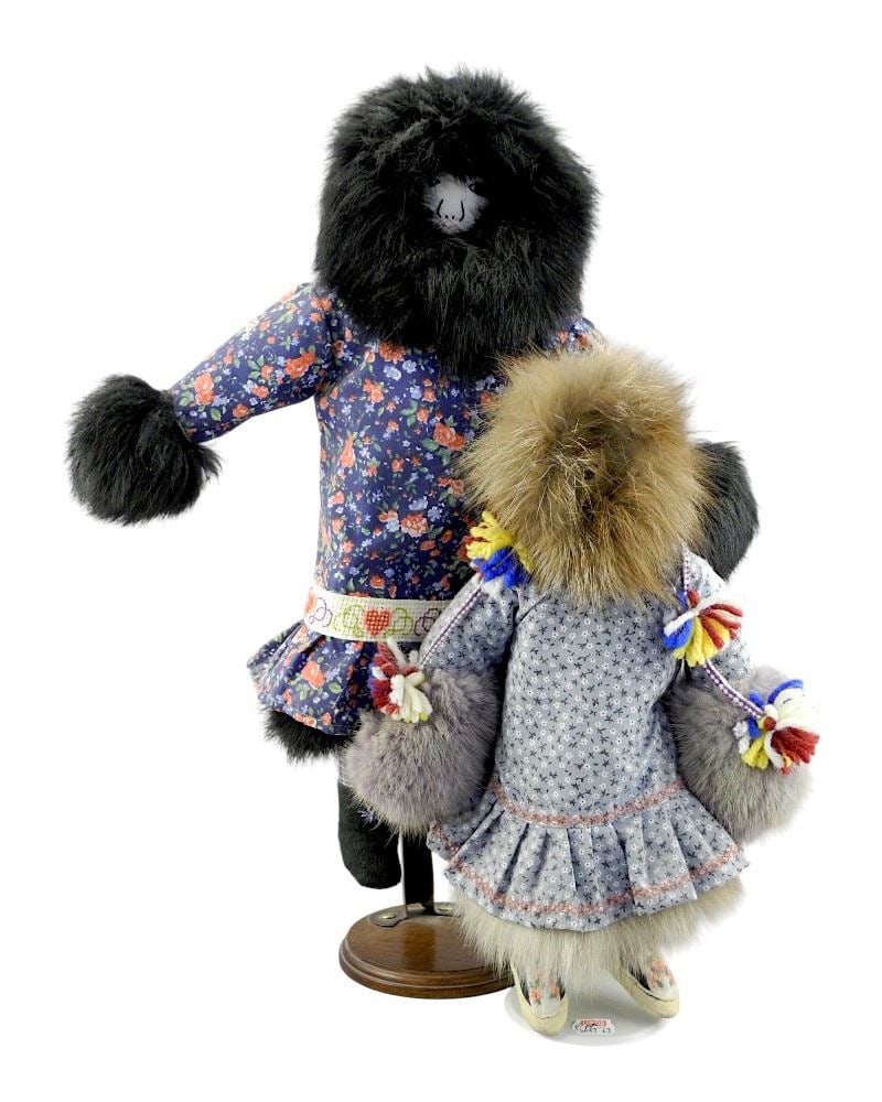 Two Inuit Dolls with Fur Trim, 12 & 15"h, CANADIAN BIDDERS ONLY. (1 of 3)
