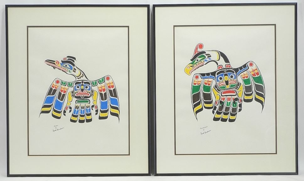 Two Mixed Media on Paper signed Mark Henderson, 18 x 14", "Raven" & "Thunderbird". (1 of 5)