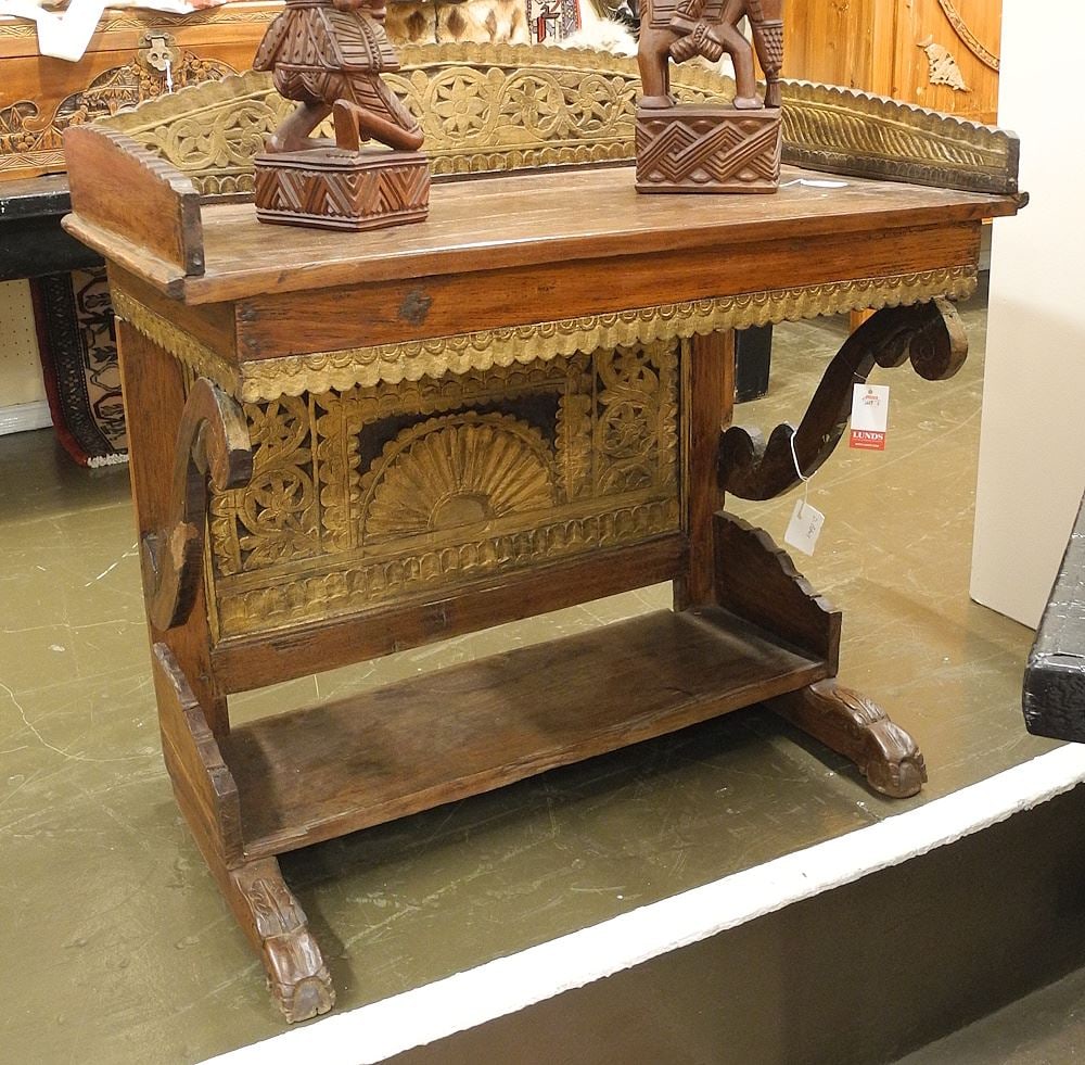 Indonesian Carved Wood Console Table , 31"h.: Indonesian Carved Wood Console Table , 31"h.