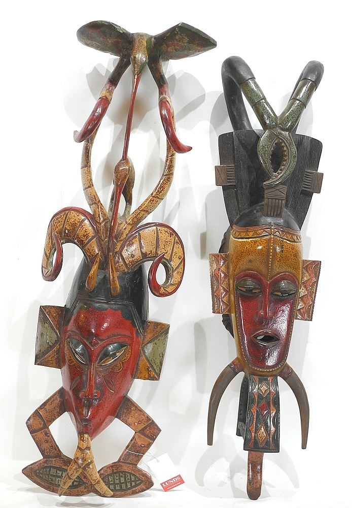 Two Guro Masks, Ivory Coast, 29 & 30 1/2"h. (1 of 2)