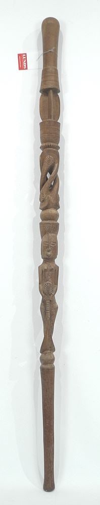 African Carved Wood Staff, 41 1/2"L.: African Carved Wood Staff, 41 1/2"L.