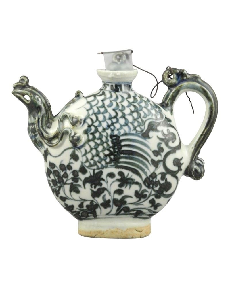 Chinese Blue & White "Phoenix Head" Porcelain Wine Ewer, 5"h.: Chinese Blue & White "Phoenix Head" Porcelain Wine Ewer, 5"h.