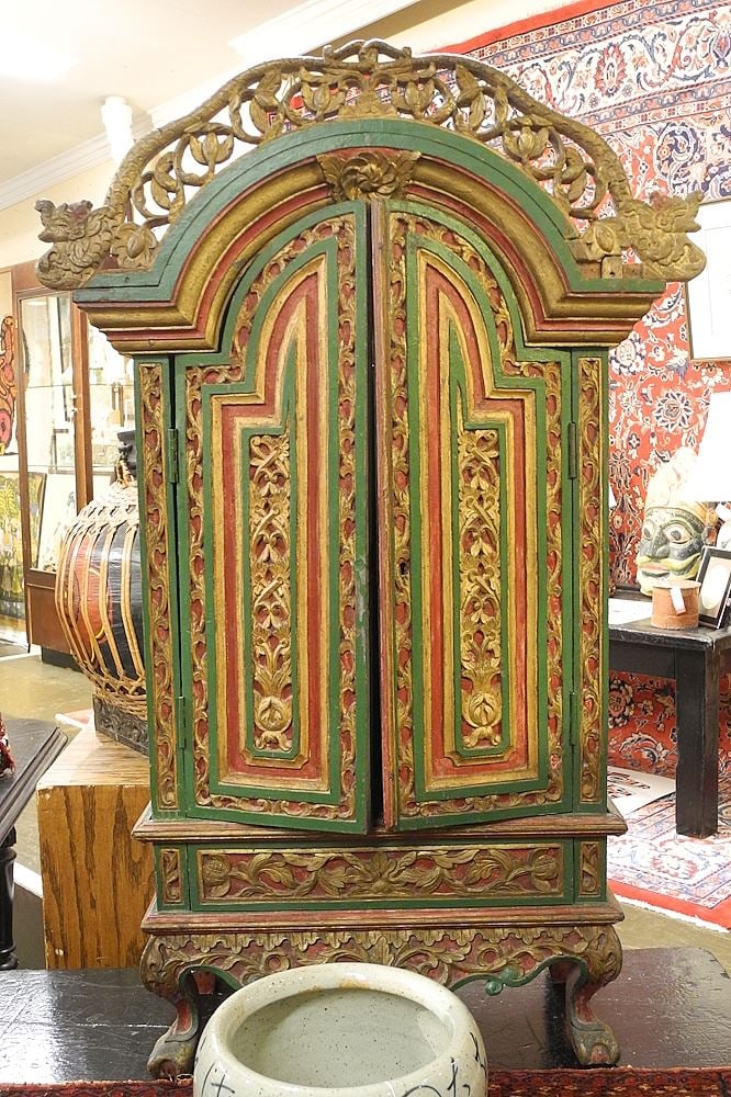 Petite Indonesian Polychromed Wood Palembang Chest, 39 1/2"h.: Petite Indonesian Polychromed Wood Palembang Chest, 39 1/2"h.