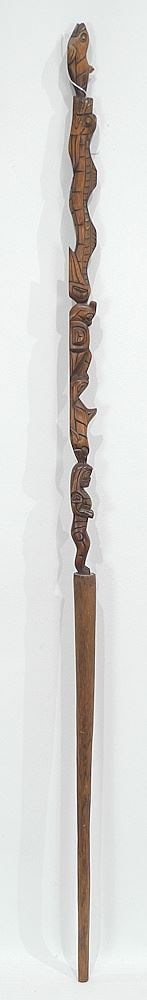 Northwest Coast Talking Stick Monogrammed ND, 42"L.: Northwest Coast Talking Stick Monogrammed ND, 42"L.