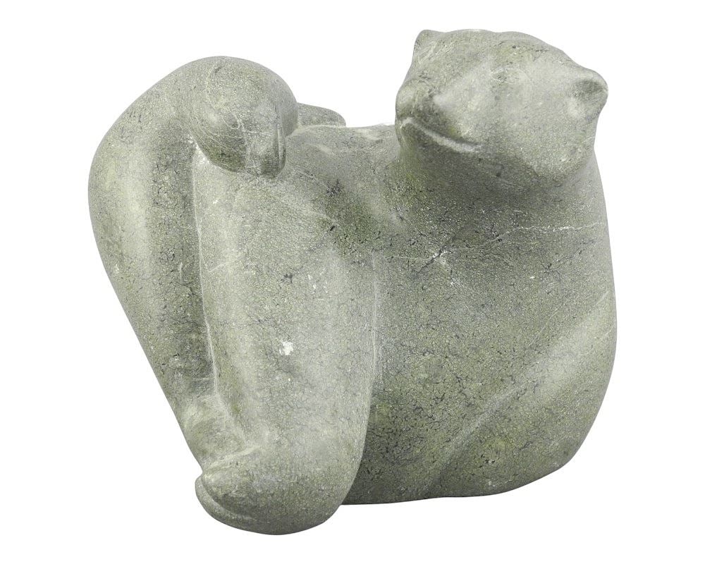 Inuit Stone Sculpture signed Indistinctly, 4 3/4"h, "Bear w/Seal" (1 of 3)