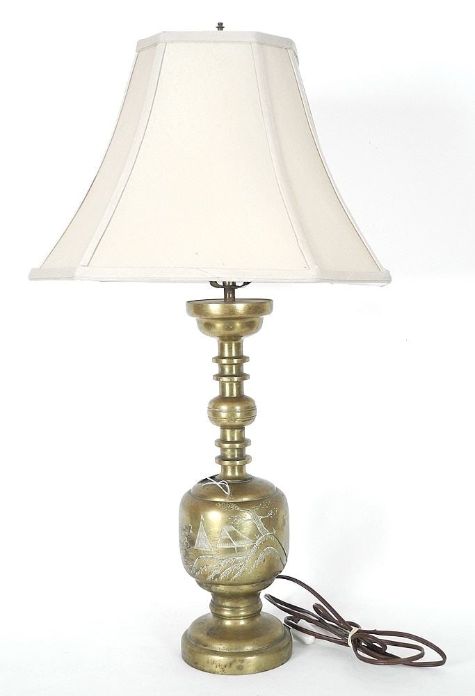 Japanese Brass Table Lamp, 26"h.: Japanese Brass Table Lamp, 26"h.