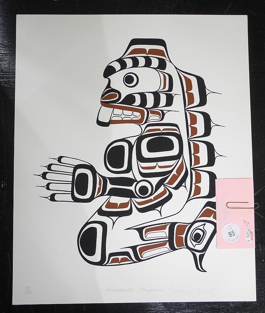 Two Serigraphs signed Henry Hunt, 17 x 14", "Kwakiutl Pugwis" #97&98 /150, Unframed. (1 of 2)