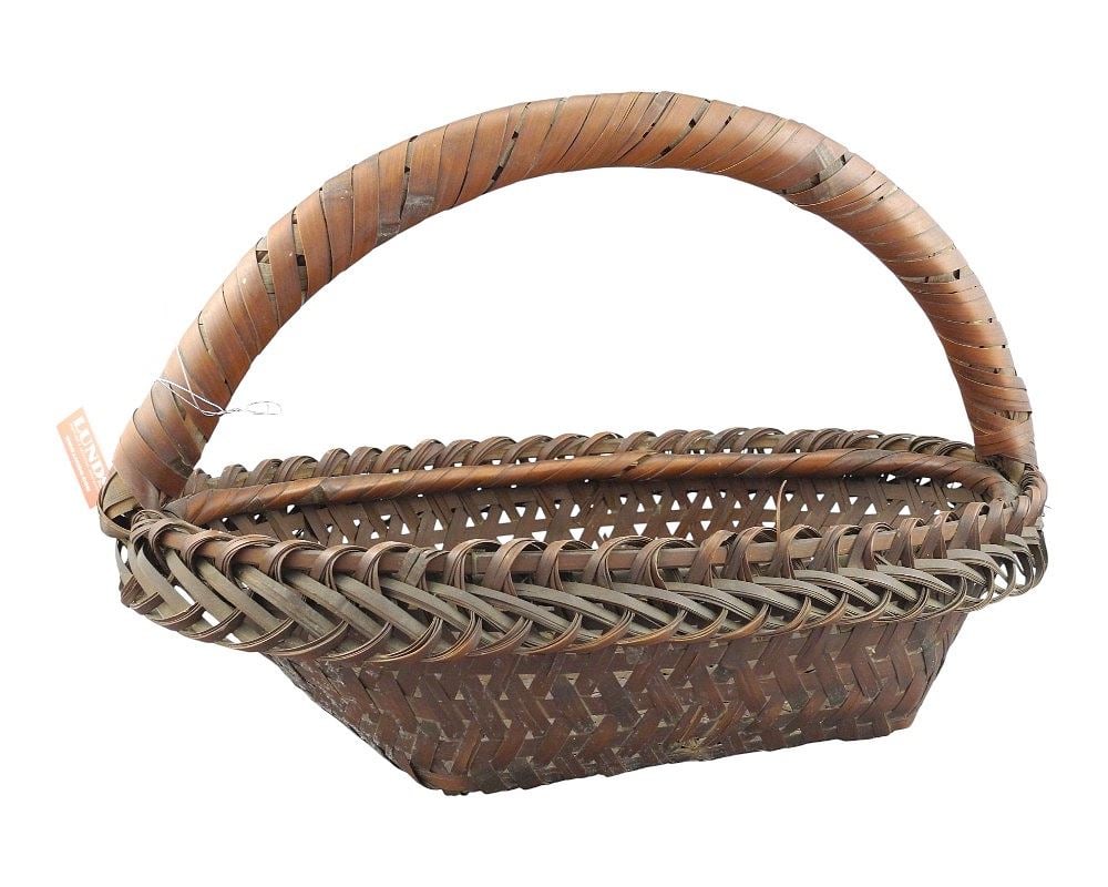 Japanese Woven Bamboo Basket, 16 1/2"w. (1 of 3)