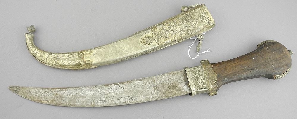 Moroccan Dagger with White Metal Sheath, 15 3/4"L. (1 of 2)