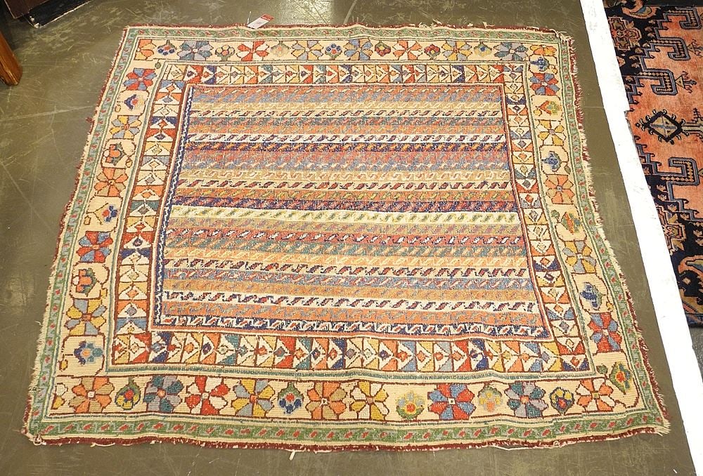 Hand Knotted Persian Carpet Approximately 3'7" x 3'9".: Hand Knotted Persian Carpet Approximately 3'7" x 3'9".