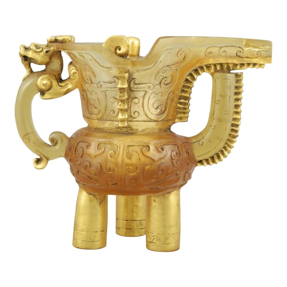 Chinese Cast Glass Wine Vessel, 4 3/4"h.: Chinese Cast Glass Wine Vessel, 4 3/4"h.