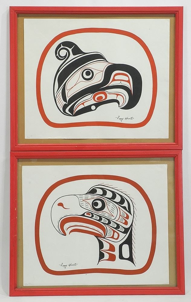 Two Serigraphs by Tony Hunt in Plate, 12 5/8 x 15 3/8", "Kolus" & "Eagle".: Two Serigraphs by Tony Hunt in Plate, 12 5/8 x 15 3/8", "Kolus" & "Eagle".