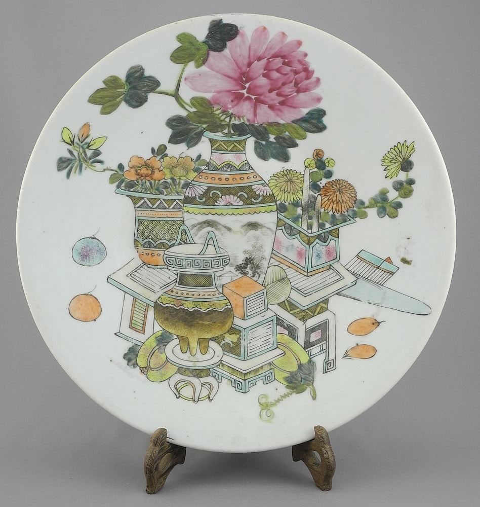 Chinese Famille Rose Porcelain Treasure Plate with Tongzhi Mark, 11 5/8" Diameter. (1 of 9)