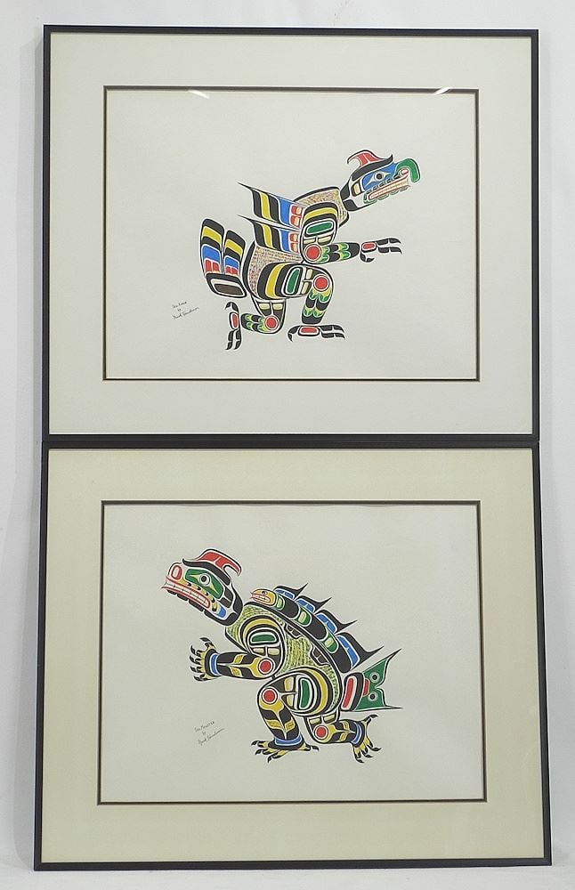 Two Mixed Media on Paper signed Mark Henderson, 14 x 18", "Sea Monster" & "Sea Eagle". (1 of 5)