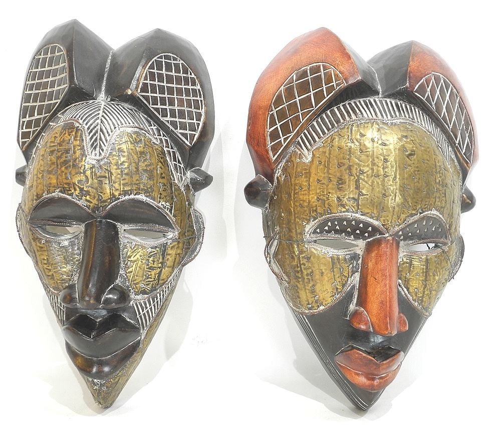 Two African Tikar Masks, Cameroon, 16"h. (1 of 2)