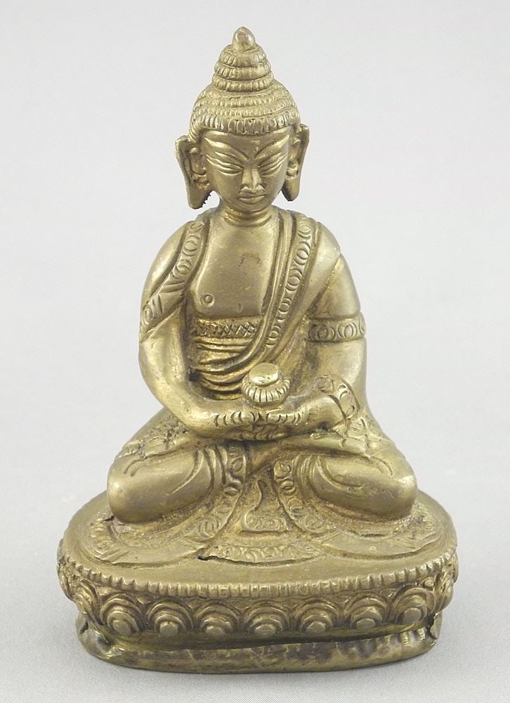 Antique Copper Alloy Figure of the Amitabha Buddha in Dhyana Mudra, 4"h , 312g. (1 of 5)