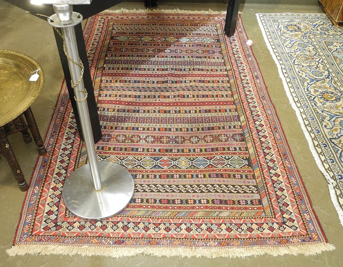 Hand Woven Sumak Kilim Approximately 7'5" x 4'4".: Hand Woven Sumak Kilim Approximately 7'5" x 4'4".