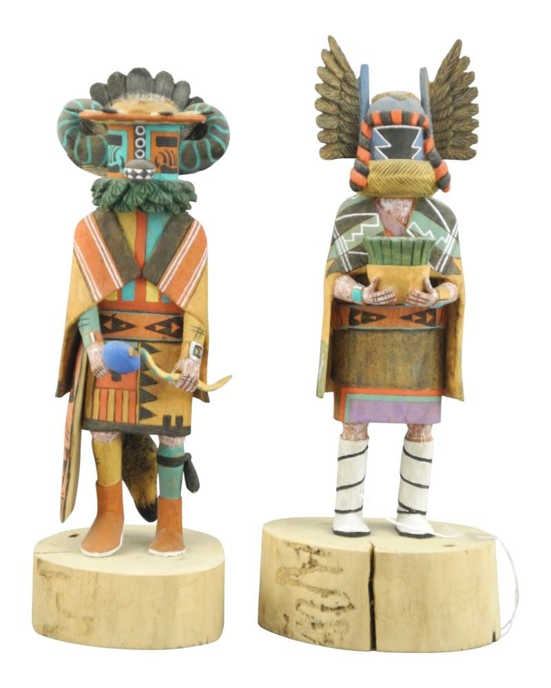 Two Hopi Kachina Dolls signed Colleen Talahytewa, 7 3/8" & 7 7/8" H. (1 of 3)