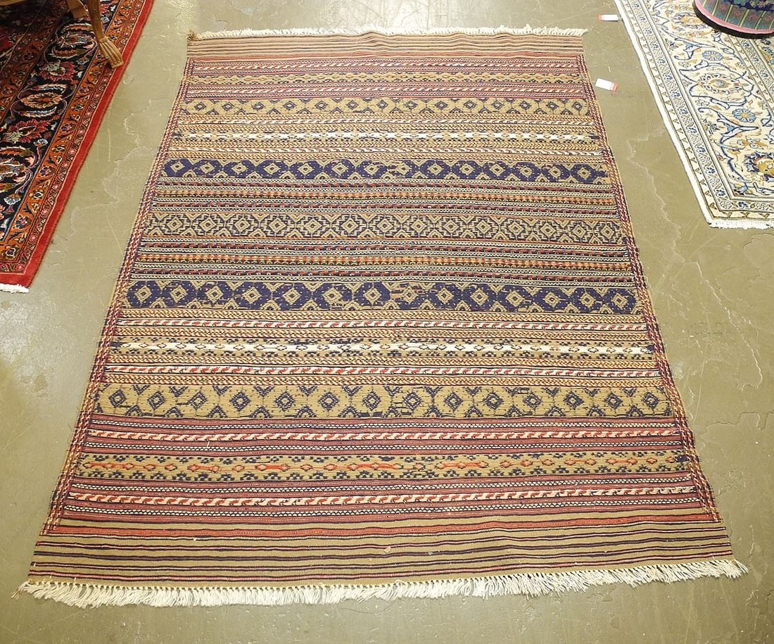 Hand Woven Sumak Kilim Approximately 6'10" x 4'8".: Hand Woven Sumak Kilim Approximately 6'10" x 4'8".