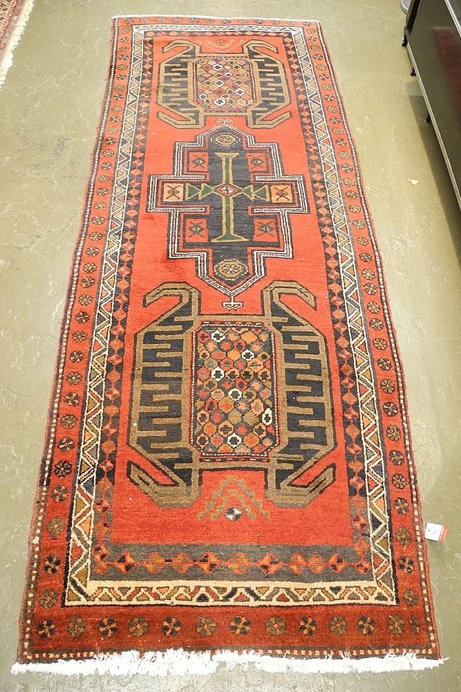 Hand Knotted Persian Carpet Approximately 8'10" x 3'2".: Hand Knotted Persian Carpet Approximately 8'10" x 3'2".