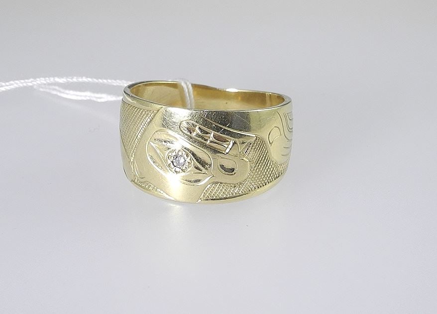 Northwest Coast Unmarked 14K Gold Ring Monogrammed DW, Size 11 1/2, 10.2g. (1 of 4)