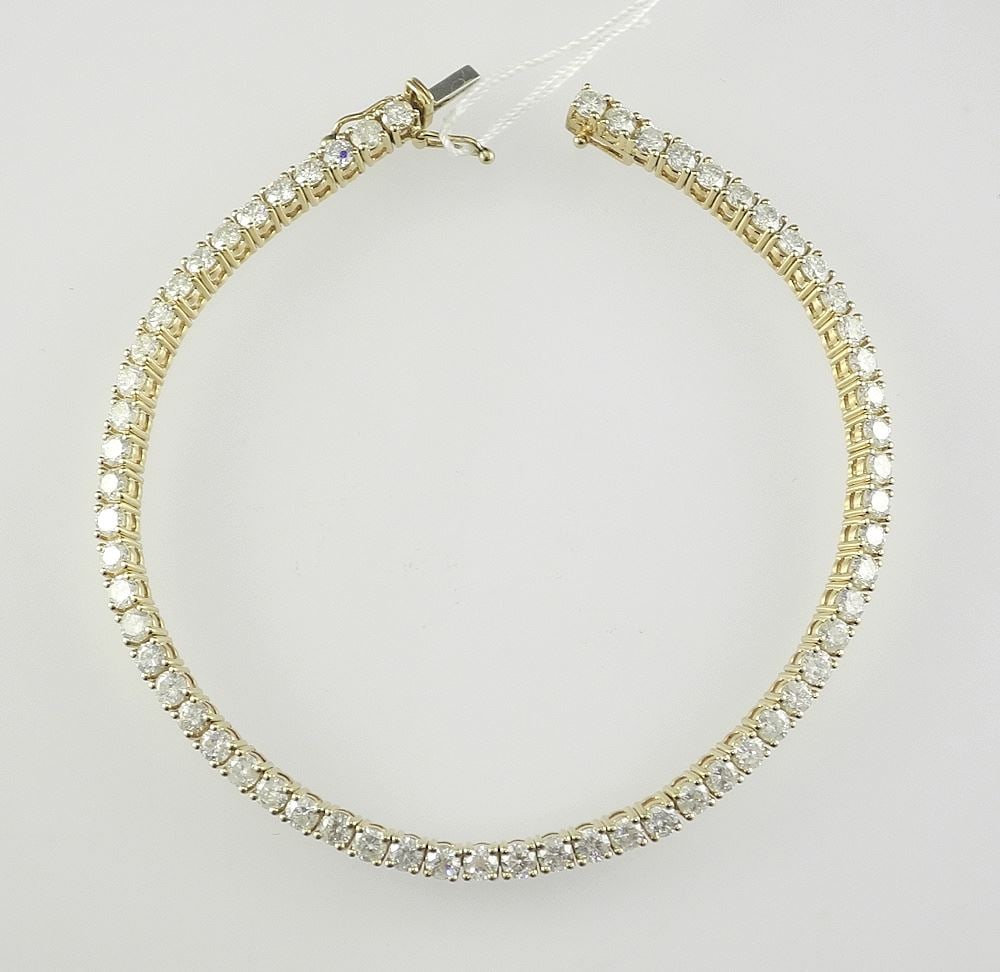 14K Yellow Gold Inline Diamond Bracelet, 7"L, 5.0CTW, 11.2g, with Appraisal. (1 of 2)