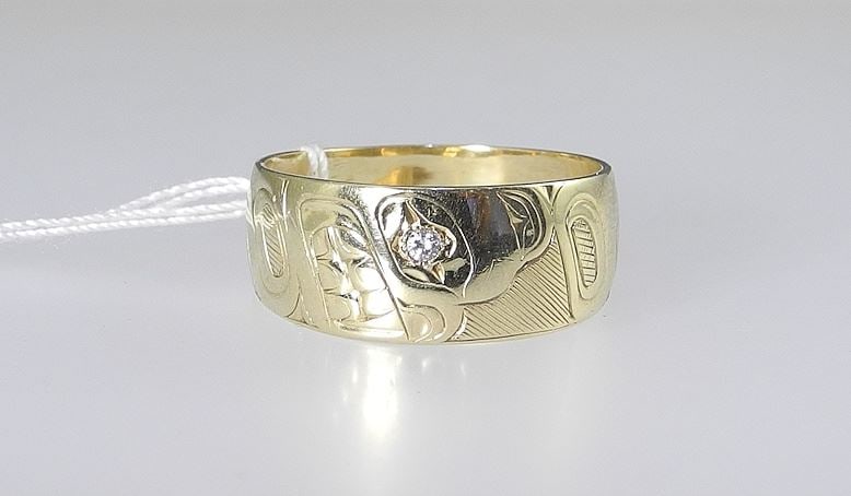 Northwest Coast Unmarked Gold & Diamond Ring Monogrammed SPL, Size 12 1/2, 6.0g. (1 of 4)