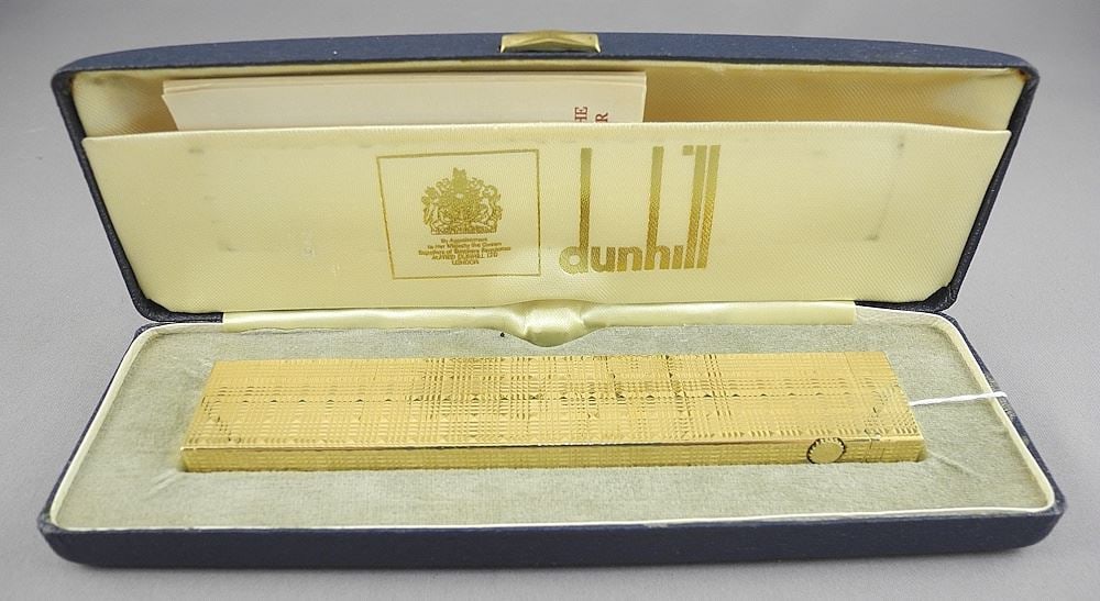 Dunhill Gold Plated Long Lighter with Original Box, 5"L. (1 of 5)