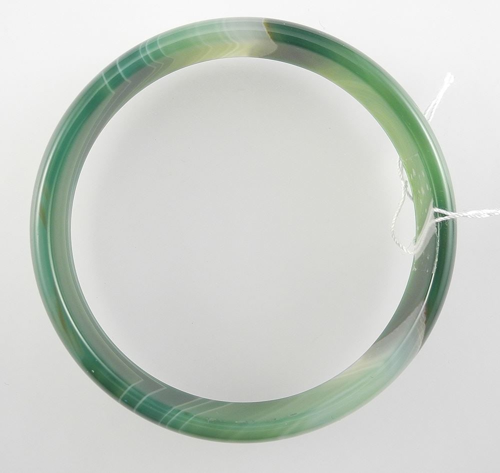 Green Agate Bangle, Internal Diameter 2 1/4". (1 of 3)