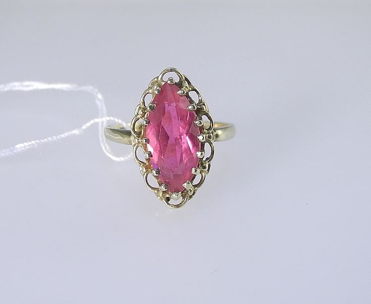 10K (marked) Gold & Pink Topaz Ring, Size 7, 3.4g. (1 of 3)