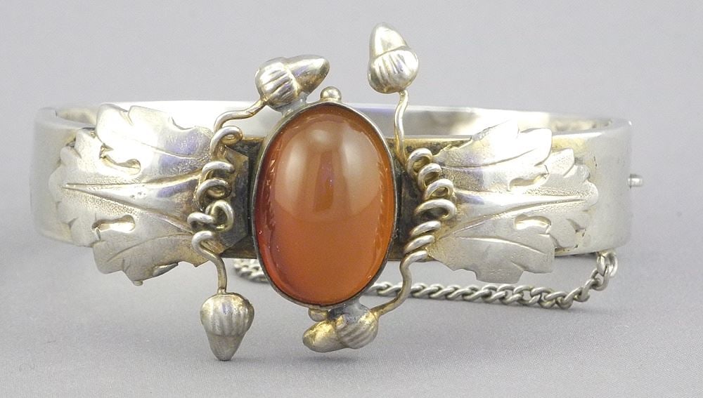 Russian Silver Oak Leaf & Acorns Bracelet Marked 84/875, 2 3/8"w, 26.9g. (1 of 6)