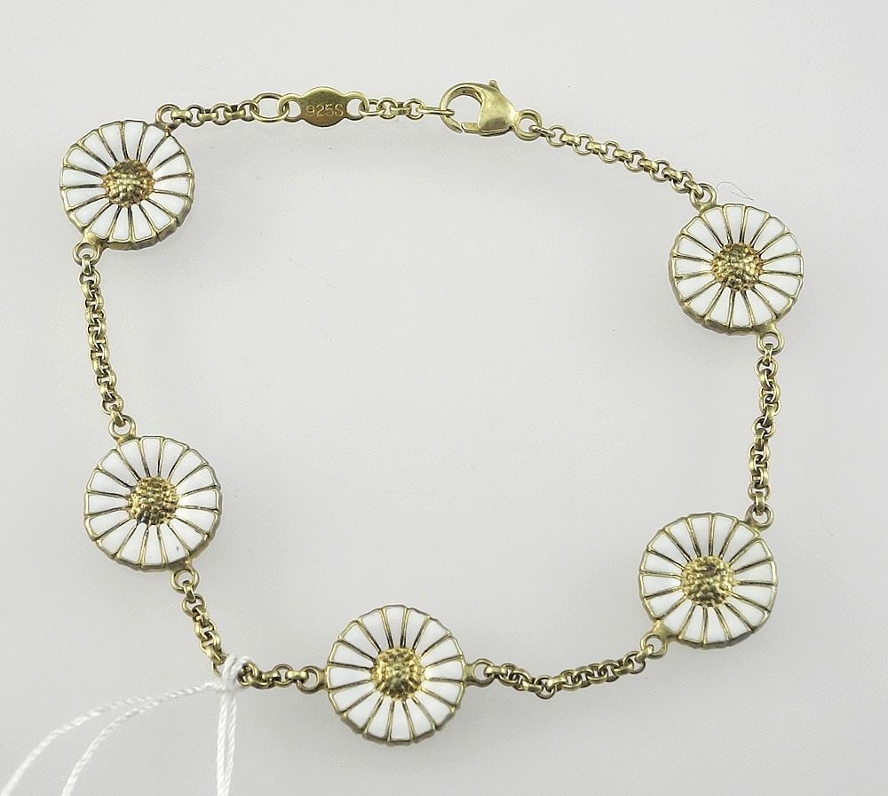 Georg Jensen Daisy Bracelet,(gold plated silver). (1 of 2)