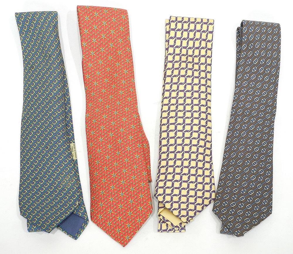 Four Vintage Hermes Neckties (as new). (1 of 2)